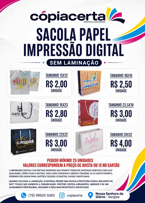 Sacola papel impressão digital