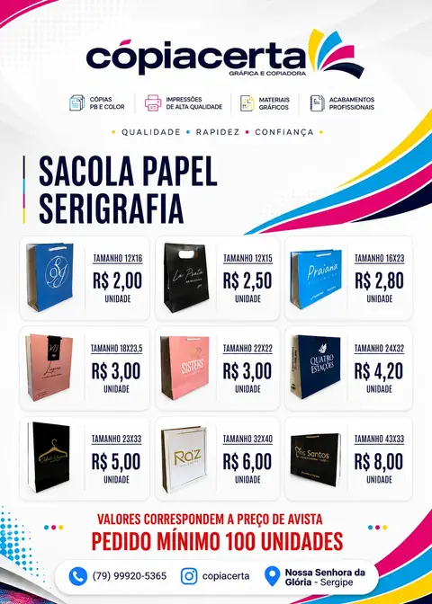 Sacola papel serigrafia